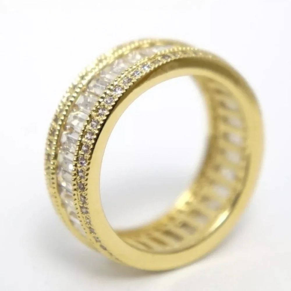 Gold Crystal Eternity Band Ring